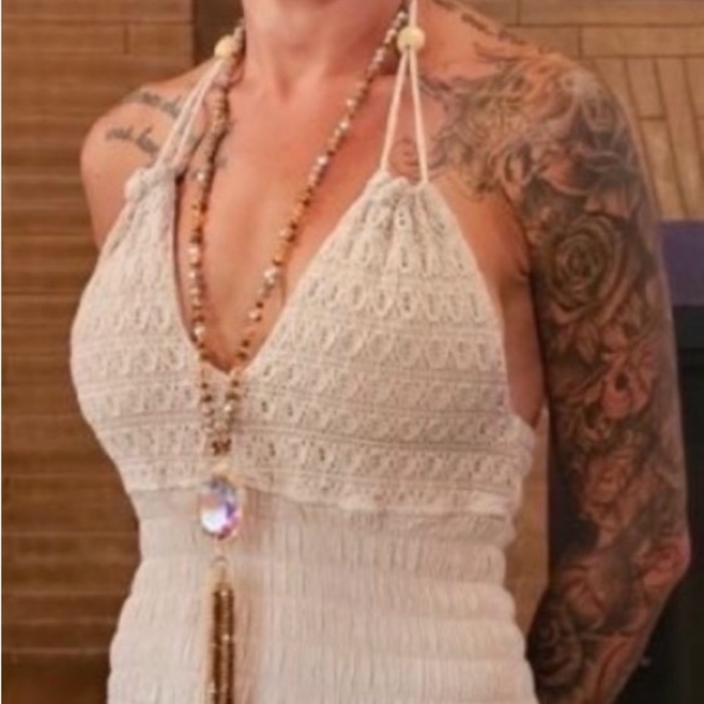 Elegant Cream Womens Linen Maxi Dress